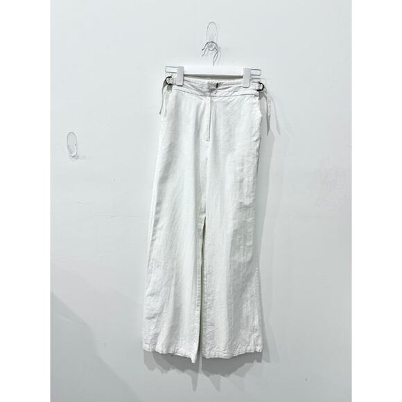 Showpo Amalie High Rise Wide Leg Buckle Waist Zip-Up Denim Pants White Womens 2 - Picture 1 of 4
